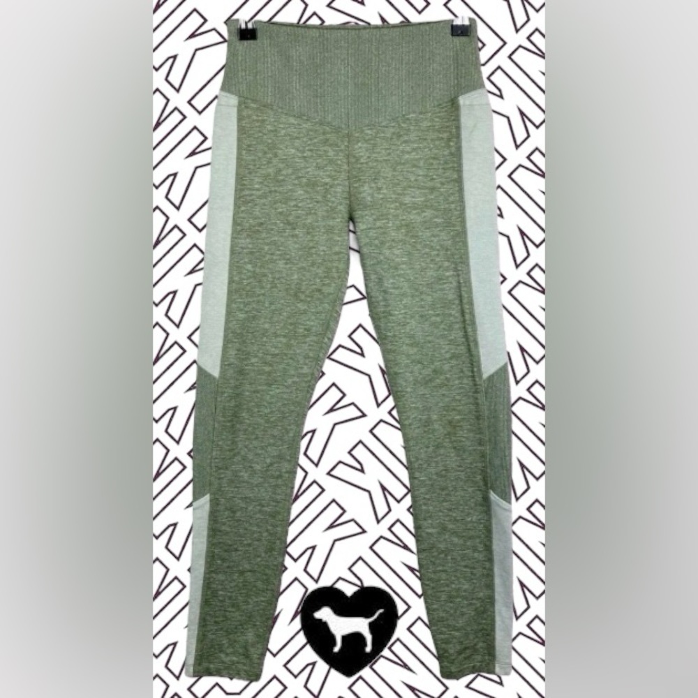 VS Pink Varsity High Waist Army Green Leggings Size Small Like New!
